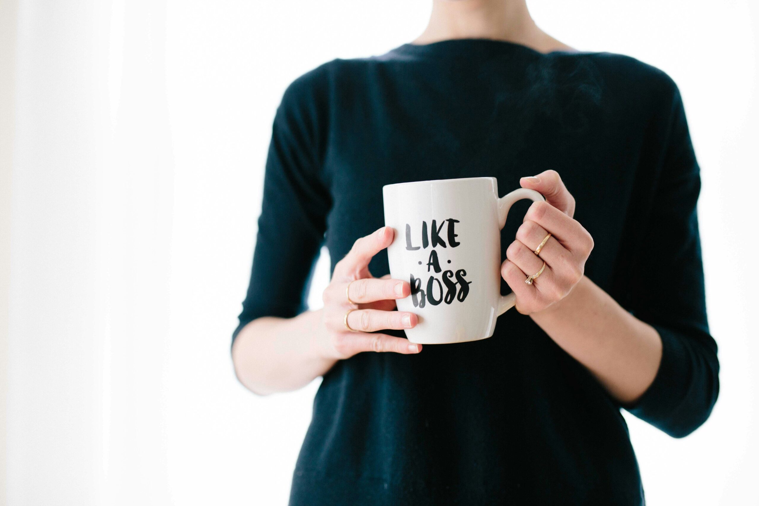woman with a boss mug